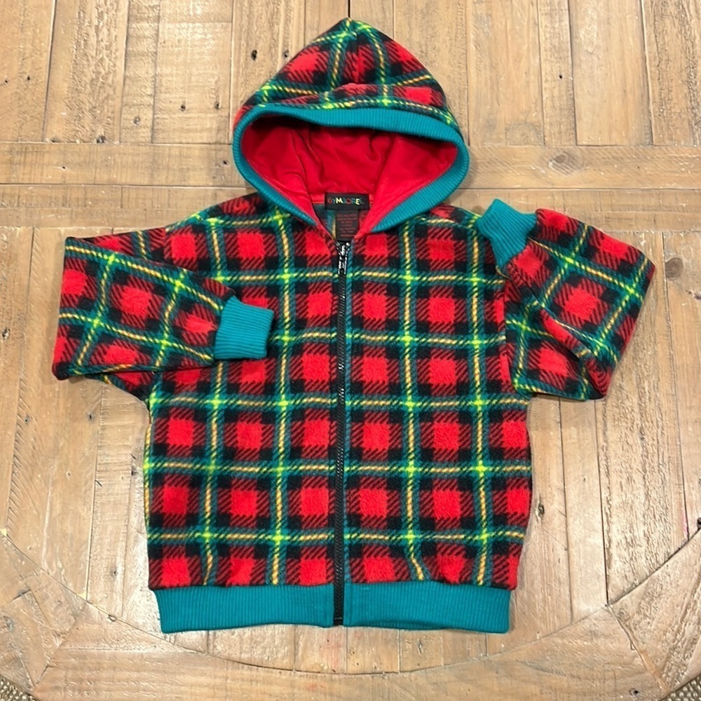 Gymboree vintage square plaid fleece jacket
